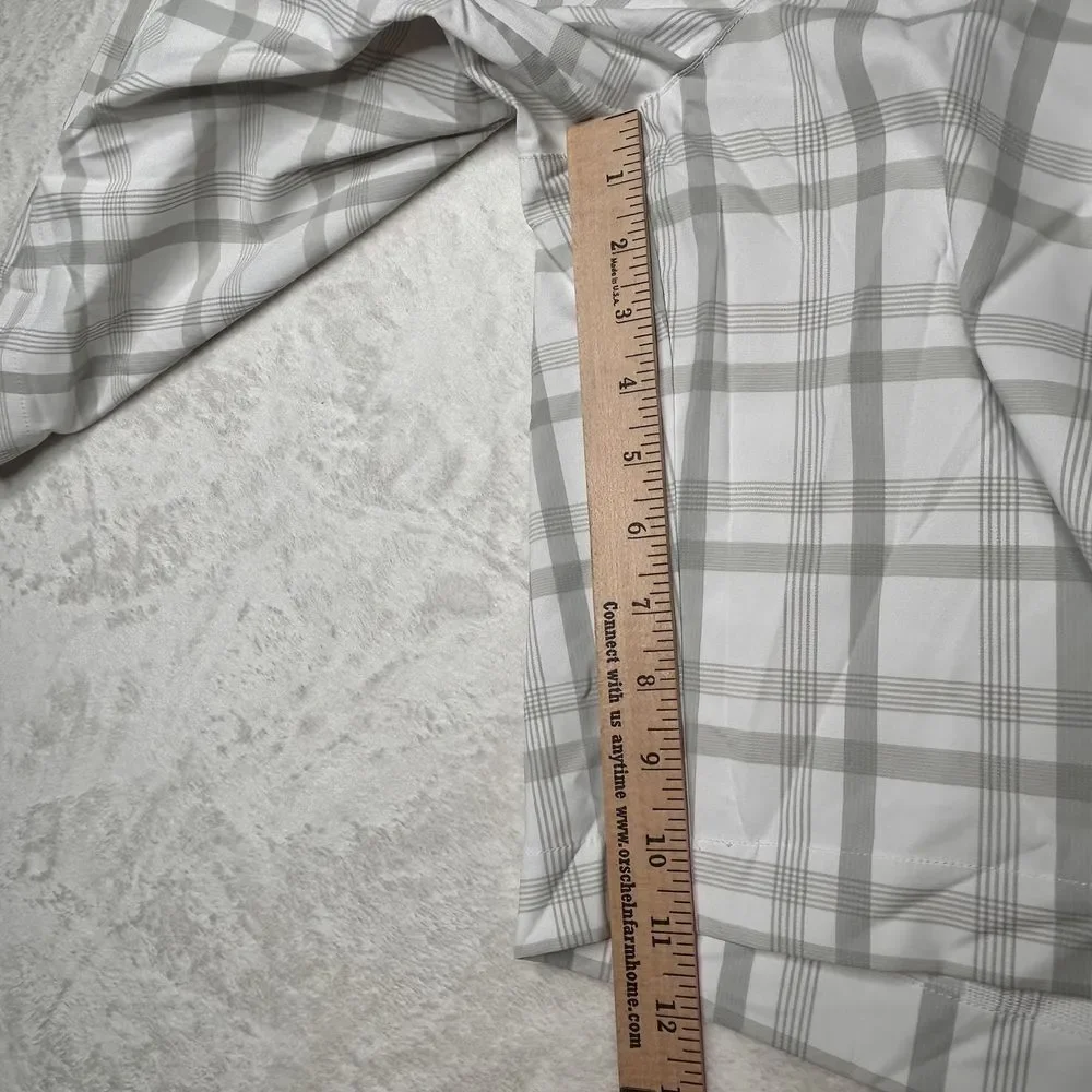 Nike Golf Dri Fit Mens Size 40 Grey White Plaid Shorts Chino Flat Front Stretch‎